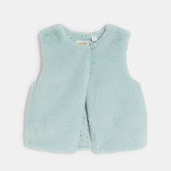 سترة قصيرة من الفراء الصناعي الأزرق للبنات